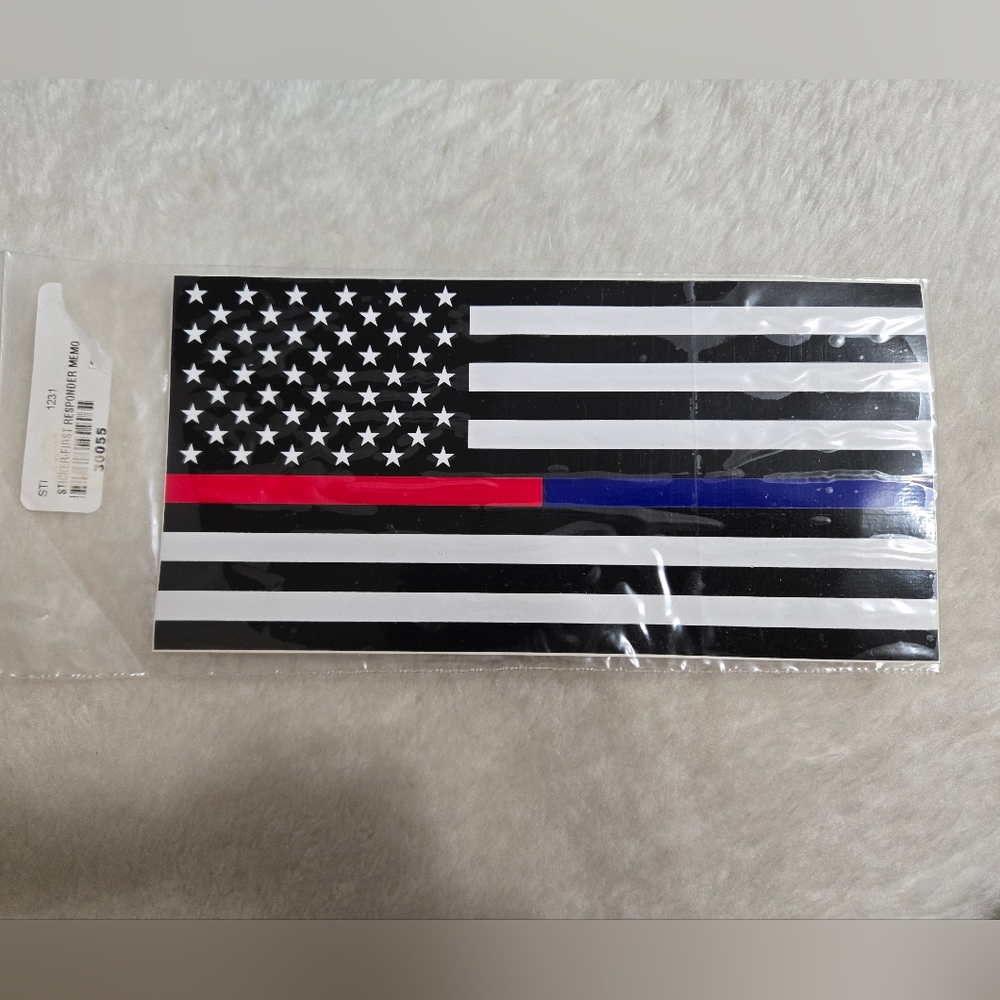 Thin Red Line Thin Blue Line First Responder Memorial Sticker Decal NEW